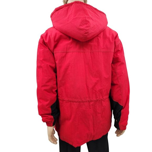 Marlboro Country Store Red Hooded Down Jacket M Nylon Duck Down - Picture 3 of 11